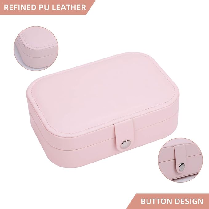 CASEGRACE Jewelry Box For Women Travel Jewelry Organizer Double Layer for Necklace Earring Rings Jewelry Holder Case