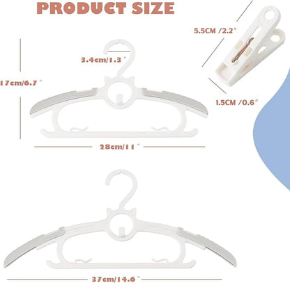 JSF 30Pcs Baby Hangers for Nursery Closet, Infant Hangers Extendable and Non-Slip for Newborn Toddler Kids Clothes,11"-14" Adjustable Children Coat Pant Hanger for Girl and Boy Nursery Grey