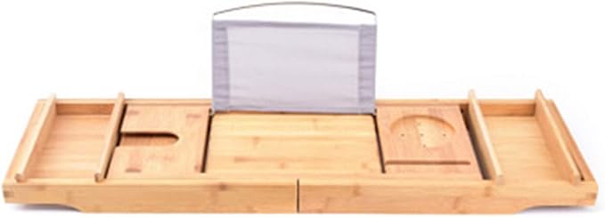 Bath Caddy Tray Bamboo Bathtub Tray Caddy Expandable with Wine Glass Holder and Book Stand