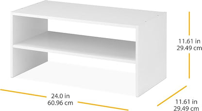 Whitmor Wood Stackable 2-Shelf Shoe Rack, White, 24 inches，2 Pack