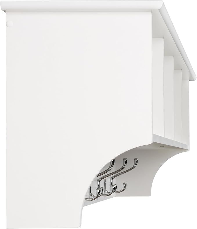 Prepac 60" Contemporary Wall Mounted Coat Rack, Coat Hooks Wall Mount with 4 Shelves, Ideal for Hallway or Entryway Hanging Solution, 11.5"D x 60"W x 16.5"H, White