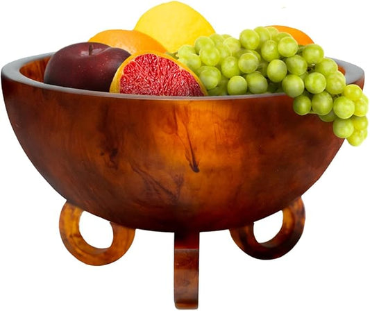 Folkulture Fruit Bowl for Kitchen Counter, 9" Resin Decorative Bowl for Fall Table Decor, Fall Centerpieces for Table, Fruit Basket for Fall Decor or Coffee Table Décor, Kitchen Counter Décor