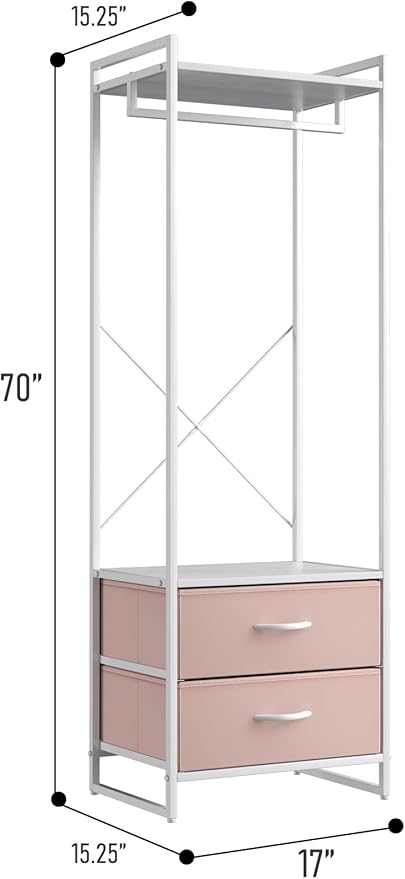 Sorbus Premium Cothing Rack with Drawers - Heavy Duty Wardrobe Closet with Metal Frame & Wooden Top - 70Inch Tall Garment Rack- Lightweight Freestanding Coat Closet - Multipurpose for Hallway, Bedroom