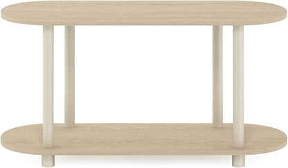 Furinno Turn-N-Tube No Tools Modern Oval Side Table, Bauhaus Oak/Beige
