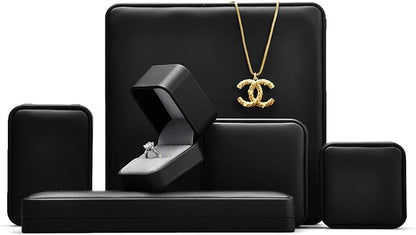Oirlv Premium Leather Ring Box Small Black Ring Gift Box Proposal Wedding Engagement