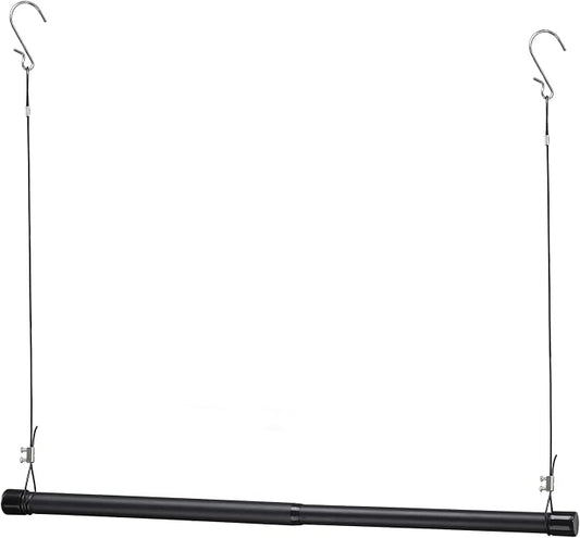 INFLATION Adjustable Closet Rod 15-25 Inch Width, 35 Inch Height Black Stylish Clothes Rack, Perfect Organizer With Tension Rod Fits Hangers Ideal For Women, Men and Kids