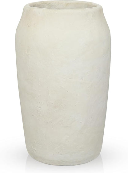 Briful Rustic Vintage Ceramic Vase, 11.8'' Farmhouse Table Decor with Wide Mouth, Large Decorative Vase for Home Decor, Living Room, Entryway & Shelf Styling, Beige
