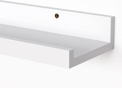 Heimlove Picture Ledge Shelf, Floating Shelves Set of 2, 16 Inch - White