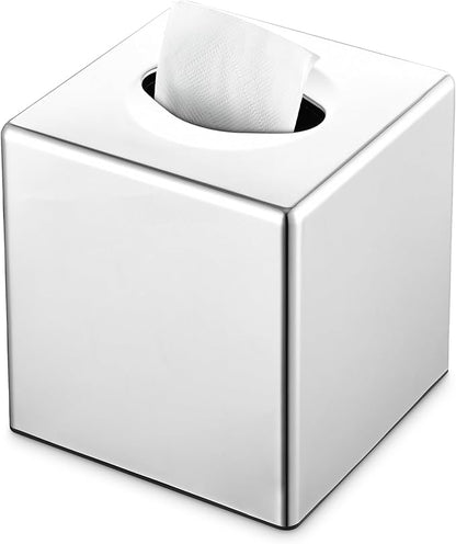 Y-in Hand Tissue Box Cover, Square Facial Tissue Holder Storage for Bathroom Vanity, Countertops, Dressers, Night Stand, Parlors and Offices - Mirror