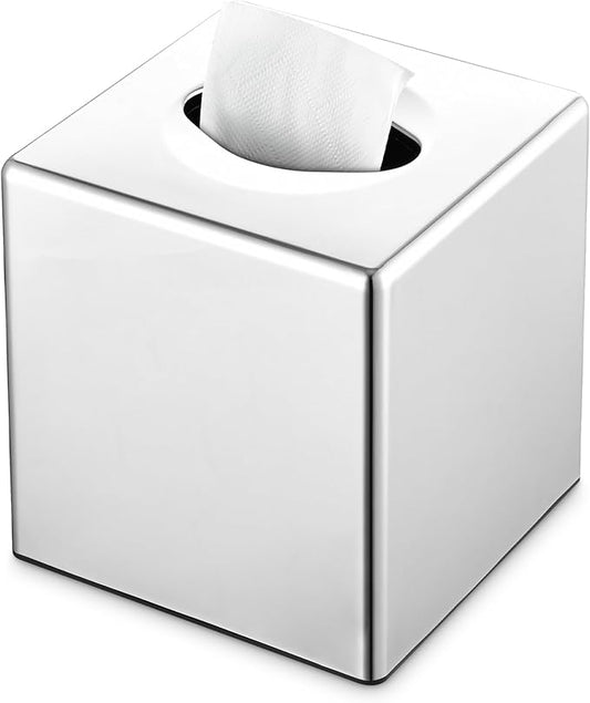 Y-in Hand Tissue Box Cover, Square Facial Tissue Holder Storage for Bathroom Vanity, Countertops, Dressers, Night Stand, Parlors and Offices - Mirror