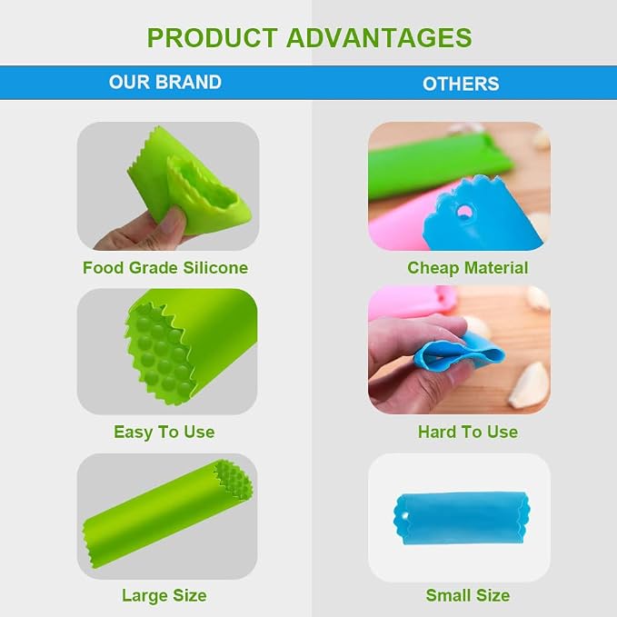 Garlic Peeler Silicone Garlic Skin Remover Roller Garlic Tube Rollers Skin Remover, Garlic Roller Peeling Tube Tool for Useful Kitchen Tools (Black)