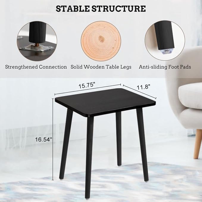 FORAOFUR Side Table, Modern Accent End Table with Wooden Legs, Easy to Assemble Mini Living Room Table for Sofa Bedroom, Minimalist Black Furniture for Small Apartments and Limited Spaces