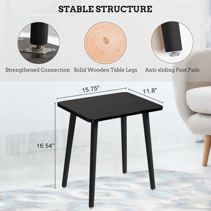 FORAOFUR Side Table, Modern Accent End Table with Wooden Legs, Easy to Assemble Mini Living Room Table for Sofa Bedroom, Minimalist Black Furniture for Small Apartments and Limited Spaces