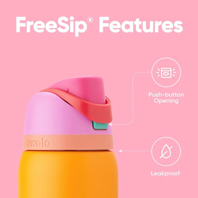 Owala FreeSip Insulated Stainless Steel Water Bottle with Straw for Sports, Travel, and School BPA-Free Sports Water Bottle, 32 oz, Tropical | Insulated, with Straw, for Sports, Travel, and School, BPA-Free