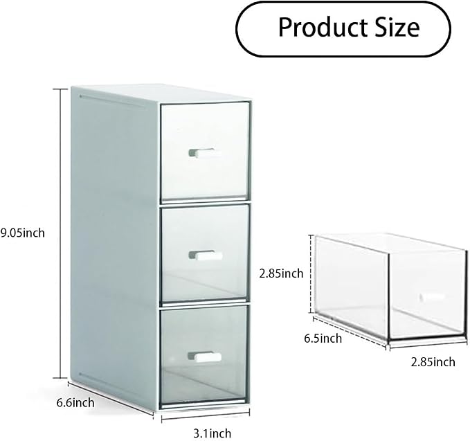 Desk Drawer Organizer with 3 Drawers, Plastic Clear Tea Bag Organizer, Stackable Tea Bag Holder, Makeup Organizers, Bathroom Organizers, Tea Bags Storage for Kitchen Pantry, Sugar Sachets, Cosmetic