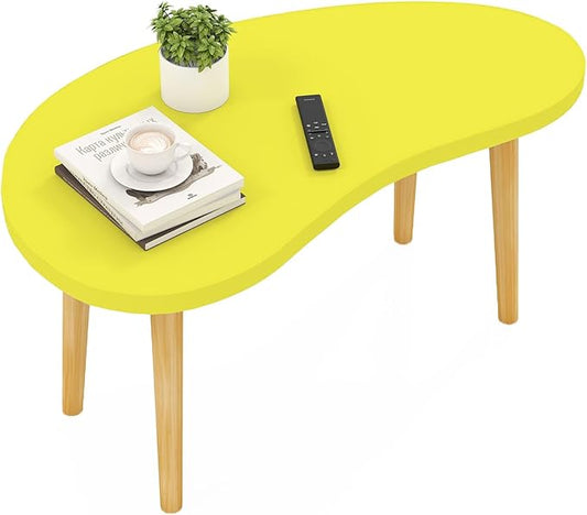 Mango Coffee Table Low Table with 4 Solid Wood Sturdy Legs,Floor Table Desk for Sitting on The Floor,19.7"D x 31.5"W x 16"H Inches,Living Room/Toy room Furniture,Rental house Furniture (Yellow)