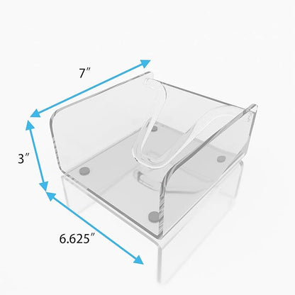 Clear Acrylic Gravity-Fed Napkin Holder with Weighted Arm, 6.5x6.5 Inch - Keeps Napkins in Place, Stable for Outdoor Dining Table & Patio