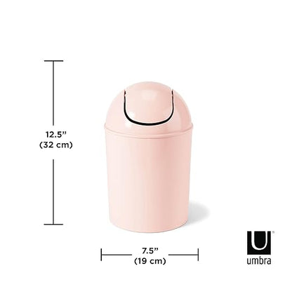 Umbra 1.25 Gallon Mini Waste Can with Removable Swing-Top Lid - Small Garbage Bin for Kitchen, Bathroom, Bedroom, Office - Compact Trash Can Fit Under Tables & Counters - Pink
