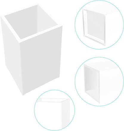 White Acrylic Pencil Pen Holder Cup 2 Pack,Desk Accessories Holder,Makeup Brush Storage Organizer,Modern Design Desktop Stationery Organizer for Office School Home Supplies,2.6x 2.6x 4 inches