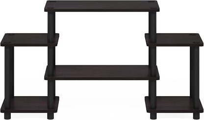 Furinno Turn-N-Tube No Tools Entertainment Center, Round, Square corner, Dark Walnut,11257DWN