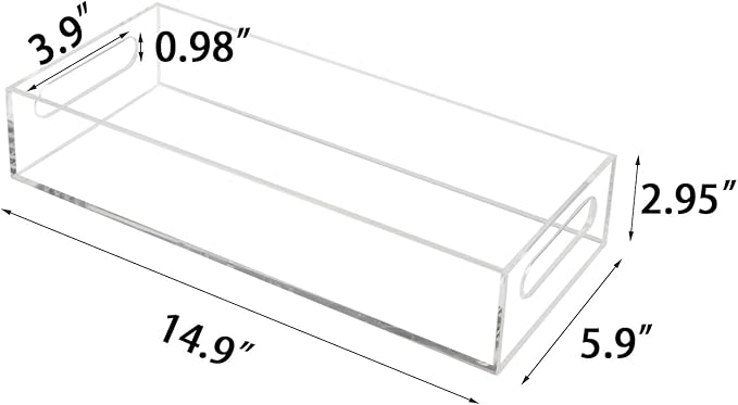 Tasybox Toilet Paper Holder with Storage, Acrylic Toilet Tank Tray, Clear Bathroom Trays with Handles Vanity Tray for Home Decor