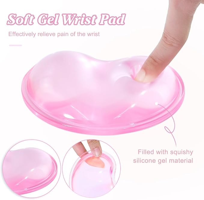 Soft Mouse Wrist Rest Pad Comfortable Cool Silicone Gel Ergonomic Cushion Small-Sized Hand Pain Relief Support Pad with Gel-Filled for Laptop Computer Office & Home (Light Pink)