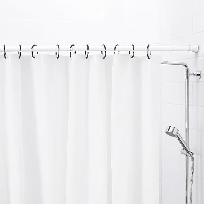 AIZESI Spring Tension Rods Adjustable Tension Curtain Rod Small Tension Rod No Drilling Expandable Spring Loaded Curtain Tension Rod?White,45" to 77"-2Pcs)