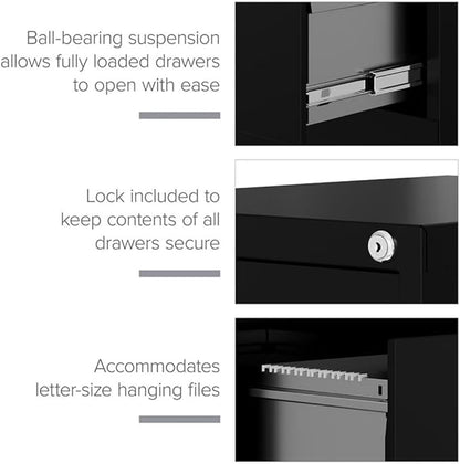 Scranton and Co 22" Deep 4 Drawer Letter File Cabinet in Putty, Fully Assembled