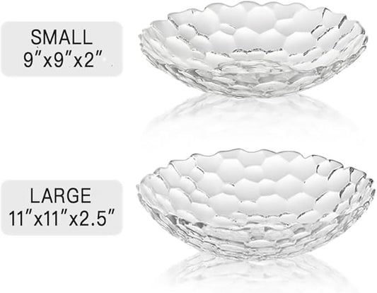2 Pack Glass Fruit Bowl, Fruit Basket Holder, Crystal Fruit Bowl, Dessert Plate,Decorative Pedestal Bowl,for Table Décor for Home,Office, Wedding Decor, Fruit, Snack, Dessert (Large+Small,Clear)