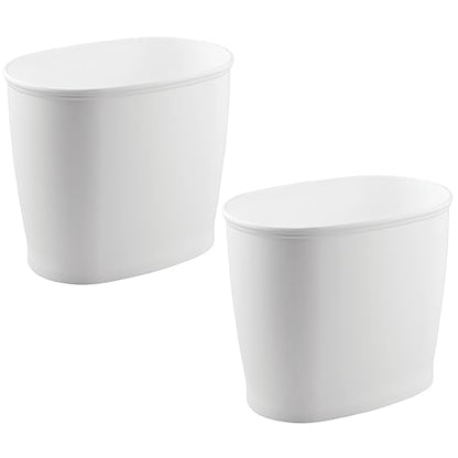 iDesign Slim Plastic Bathroom Trash Can, Small Garbage Bin for Bedroom, Office, Desk, Dorm, 2-Pack, White