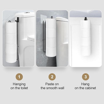 Black Over The Tank Toilet Paper Holder for 4 Roll Tissue,Bathroom Toilet Paper Roll Storage Holder Wall Mount Brushed Nickel,Metal Hanging Toilet Paper Holder Dispenser,Organizer 2pcs