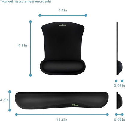 VAGAU Premium Keyboard Wrist Rest and Mouse Pad Wrist Support, Ergonomic Memory Foam Set for Office, Laptop, Mac, Computer and Gaming, Comfortable Typing &Wrist Pain Relief (2 Pack)