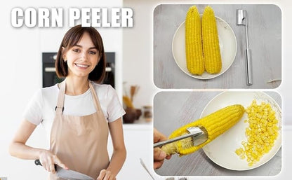 Corn on the Cob Remover Long Handle Stainless Steel Corn Stripping Tool,corn cob stripper, corn peeler for corn on the cob, Stainless Steel Corn Stripper Tool (2)