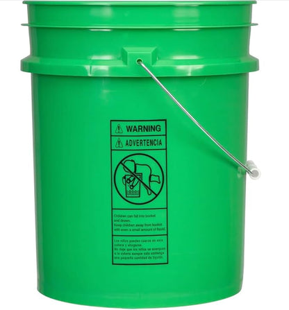 House Naturals 5 Gallon Food Grade Plastic Bucket with Air Tight Screw on Lid Made in USA Container (Green Bucket with Clear Lid)