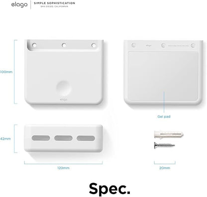 elago Universal Remote Holder Mount Compatible with Apple TV Remote and All Other Remote Controls - Adhesive Tape or Screw Mounting Options, Available Wired Charging [Large] [White]