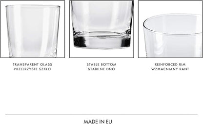 Krosno Drink Water Juice Drinking Glasses, Set of 6, 8.5 oz, Pure Collection, Ideal for Everyday Use, Drinking Glasses, Dishwasher Safe, Made in Europe