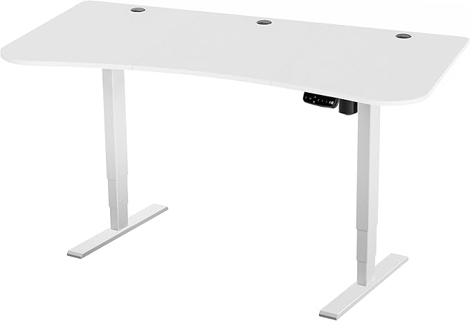 VIVO Electric 63 x 32 in Standing Desk, Memory Height Adjustment, 176 lb Frame Support, 2E Series, White Top White Frame, DESK-KIT-2E1W