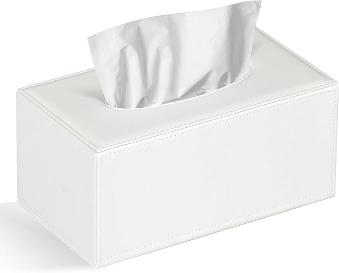 Colylan Tissue Box Cover Rectangular Tissue Box Holder for Bathroom (White)