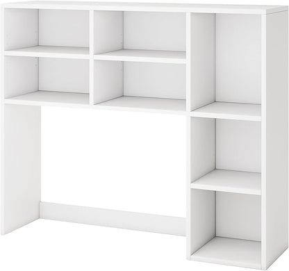 Desk Hutch, Desktop Shelf with 7 Shelves, Desk Bookshelf w/Anti-Toppling Devices, Wood Table Top Bookshelf Organizer, Small Desk Shelf for Study, Office, Dorm (White, 7 Shelves)
