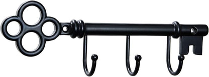 Classic Wall Mounted Key Holder Hook Rack, Vintage Key Rack for Entryway (Black)