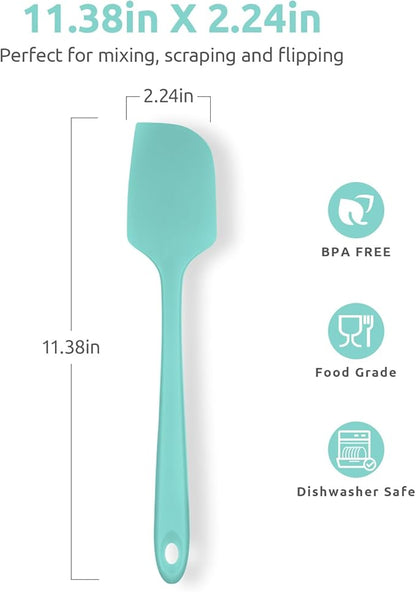 U-Taste 11.38" Silicone Baking Spatula: 480ºF Heat Resistant Food Grade Flexible Rubber Kitchen Bowl Scraper, Seamless Pastry Spreader for Mixing Stirring Scraping in Nonstick Cookware (Aqua Sky)