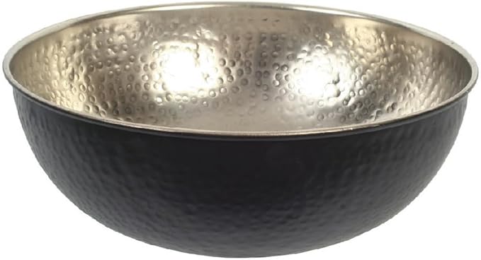 Hosley Metal Decorative Bowl Nickle & Black Finish, 10.25" Diameter – Perfect for Potpourri, LED Candles, Weddings, Centerpieces, Events & Home Décor