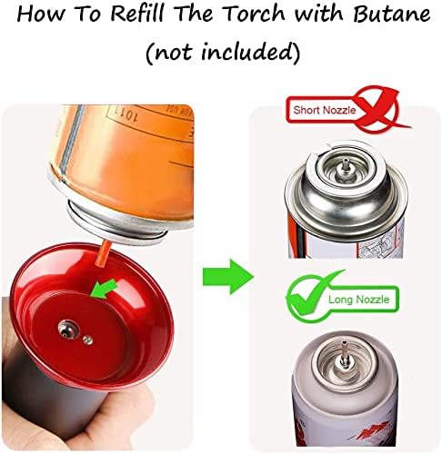 Blow Torch, Home-Grade Kitchen Cooking Torch with Lock Adjustable Flame Refillable Mini Blow Torch Lighter for BBQ, Baking, Brulee Creme,Light Cooking Tasks,DIY Soldering (Butane Gas Excluded)
