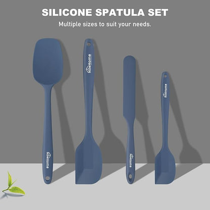 NileHome Silicone Spatula Set, Rubber Spatula High Heat-Resistant Premium BPA-Free One Piece Seamless Design Cooking Spatulas Utensils Set For Kitchen 4pack(Haze blue)