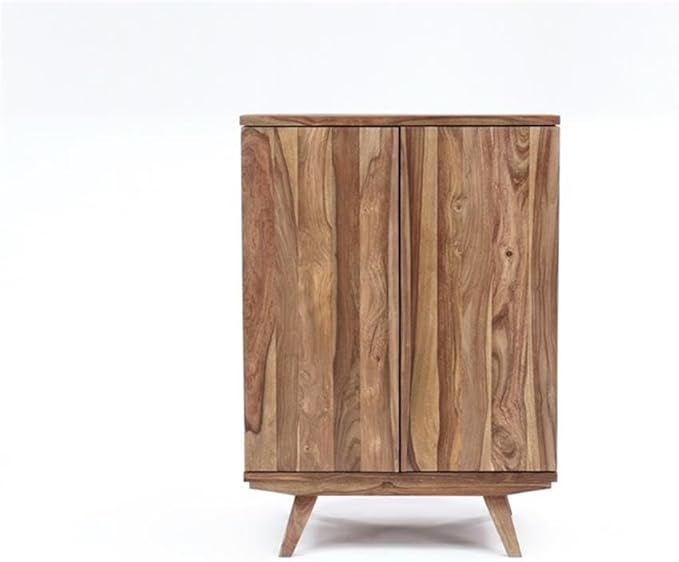 Pemberly Row Contemporary Solid Sheesham Wood Bar in Light Brown