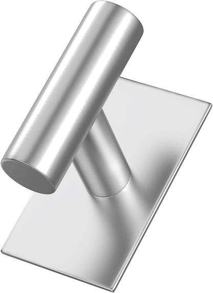 VAEHOLD Wall Towel Hooks, Heavy Duty Sticky Holder Waterproof Towel Hooks for Hanging Coat, Clothes, Closet Hook Wall Mount for Kitchen (Silver, 2 Pack)