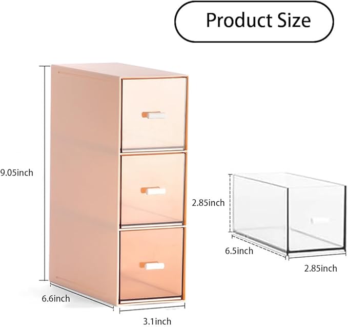 Plastic Clear Tea Box, Tea Bag Organizer with 3 Drawers, Stackable Storage Drawers, Makeup Organizer, Stackable Tea Bag Storage for Sugar Sachets, Coffee, Cosmetic, Jewelry, Bathroom Organization