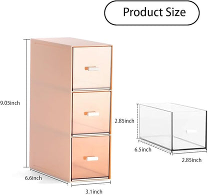 Plastic Clear Tea Box, Tea Bag Organizer with 3 Drawers, Stackable Storage Drawers, Makeup Organizer, Stackable Tea Bag Storage for Sugar Sachets, Coffee, Cosmetic, Jewelry, Bathroom Organization