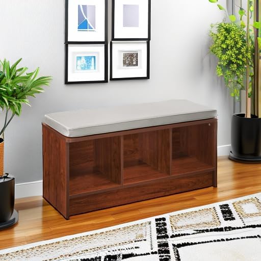 ClosetMaid 1633 Cubeicals 3-Cube Storage Bench, Dark Cherry with Gray Cushion
