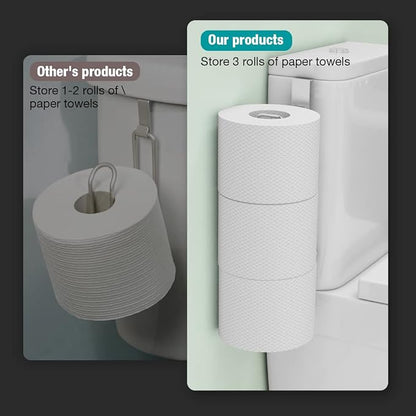 Conworld Toilet Paper Holder Brushed Nickel for 3 Roll Tissue, 1 Pack Bathroom Toilet Paper Storage Over The Tank, Stainless Steel Rustproof Bathroom Toilet Paper Roll Holder Wall Mount, Silver